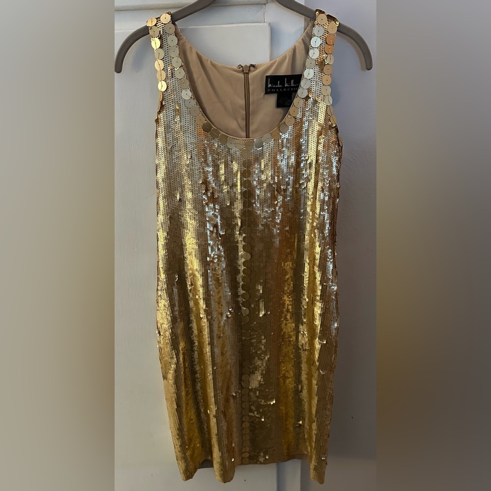 Nicole Miller Collection sz 0 gold sequin dress